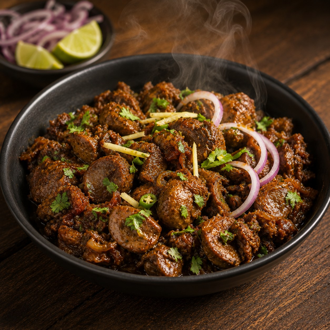 Spicy chicken liver and gizzard masala