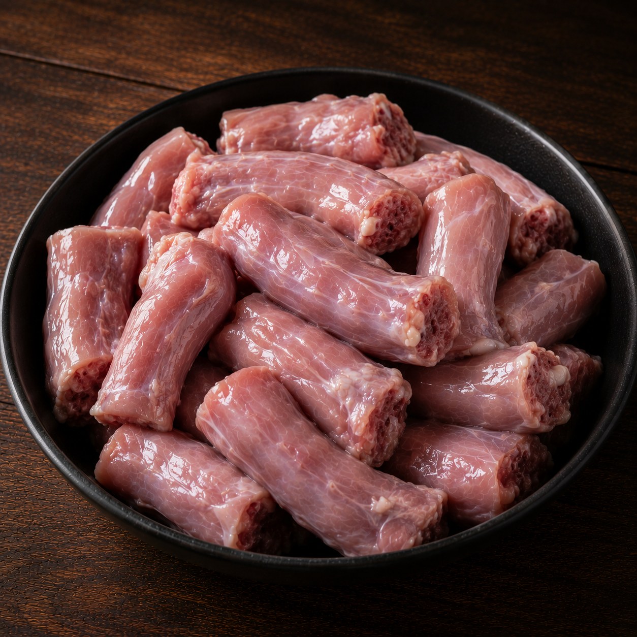 Fresh chicken neck pieces in a bowl